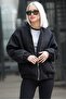 Black Boucle Bomber Women's Jacket MG1967 - 4
