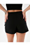 Black Side Lace-Up, Zippered, Organic Cotton Wrap Shorts Skirt - 4
