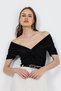 Black Off Shoulder Gather Detailed Blouse 13325