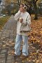 Ecru Crew Neck Knitted Knitwear Sweater MG2009