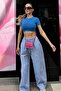 Blue Gingham Wide Leg Women's Trousers Mg2335 - 4
