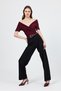 Burgundy Off Shoulder Gather Detailed Blouse 13325 - 8
