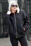 Black Boucle Bomber Women's Jacket MG1967 - 2
