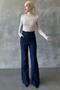 Navy Blue Spanish Leg Women's Fabric Pants Mg2303 - 4
