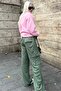 Women's Khaki Green Wide Leg Cargo Pocket Sweatpants Mg1615 - 7