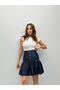 Women's Flounced Short Blue Denim Jeans Skirt
