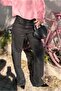 Black Spread Stone Women's Wide Leg Jean Pants Mg2273 - 5