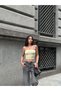 Women Yellow Fold Strapless Blouse Hzl24S-Zk11301