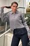 Anthracite Braided Hair Polo Collar Women's Sweater Mg2310 - 2