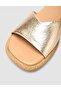 100% Genuine Leather Gold Color Women's Slippers - 7