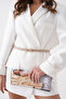 Women's Beige Thin Faux Leather Belt with Oval Buckle Modern Design 7500 - 6