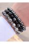 3 Piece Special Design Unisex Natural Stone Bracelet Jasper-Hematite-Onix 08