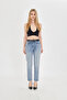 Women's High Waist Stretch Fabric Slim Mom Jeans Pants - 2
