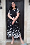 Large Size Black and White Butterfly Pattern Comfortable Flexible Lycra Cotton 4 Season Short Sleeve Stylish Dress - 3