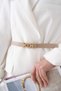 Women's Stylish Style Complementary Gold Buckle Detailed Beige Thin Band Belt 7450 - 2