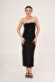 Seersucker Black Skirt with Slit Detail on the Back - 4
