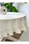 Pearl Velvet Textured Ruffled Tablecloth White - 5