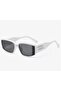 Line White Bone Frame Rectangular Vintage Retro Sunglasses