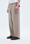 Comfortable Fit Lyocell Fabric Trousers Beige