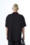 Oversize Double Pocket Short Sleeve Linen Shirt Black - 5
