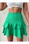 Women's High Waist Flounce Mini Linen Skirt Zyn-58780 - 4