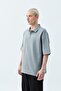 POLO NECK BASIC OVERSIZE T-SHIRT-LIGHT SMOKE - 7