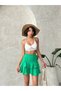Women's High Waist Flounce Mini Linen Skirt Zyn-58780 - 3