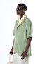 Oversize Double Pocket Short Sleeve Linen Shirt Khaki - 2