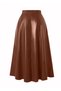 Women's Faux Leather Tan Long Hijab Mevlana Skirt Faux Leather - 2