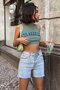 Blue High Waist Basic Denim Shorts Mg1745 - 3