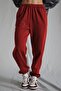 Women's Claret Red Elastic Waist Oversize Sweatpants Mg1235 - 2