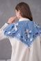 Women's Embroidered Denim Decorated Linen Shirt Double Set - 2