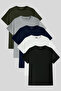 Men's T-Shirt Standard Fit Basic Crew Neck 5-Pack T-Shirt Basic-Manless5