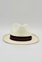 Grosgrain Banded Knitted Men's Trilby Straw Hat - Beige - 5