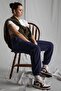 Women's Navy Blue Elastic Waist Oversize Sweatpants Mg1235 - 3