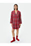 Mini Shirt Nightgown Long Sleeve Buttoned New Year's Themed - 3