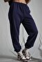 Women's Navy Blue Elastic Waist Oversize Sweatpants Mg1235 - 2