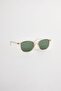 Unisex Transparent Beige Framed Green Glass Sunglasses - 3
