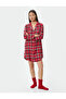 Mini Shirt Nightgown Long Sleeve Buttoned New Year's Themed