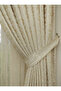 Ecru Cream Linen Jacquard Modern Pattern 3 Layer Pleated Background Curtain - 3