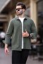 Khaki Patterned Single Pocket Men's Fleece Shirt 6752 - 3