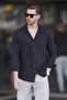 Black Judge Collar Linen Look Cotton Long Sleeve Men's Shirt 6745 - 2
