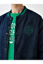 College Embroidered Denim Jacket Bomber Collar Snap Button Pocket - 5