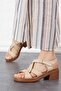 Hante Cross Weft Genuine Leather Women's Sandals Beige Skin - 3