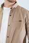 Men's Beige Slim Fit Narrow-Cut Pocketless Denim Shirt - 3