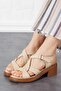 Hante Cross Weft Genuine Leather Women's Sandals Beige Skin