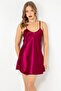 Burgundy Women's Thin Strap Mini Short Satin Nightdress - 3
