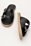 Women's Double Band Adjustable Buckle Slippers Black - 7