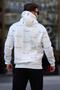 Ecru Printed Hooded Men's Sweatshirt with Pocket Detail 7075 - 4