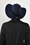 Hijab (Sea, Pool) Swimming Cap with Detachable Bow on the Back, S-10Sn, Navy Blue - 6